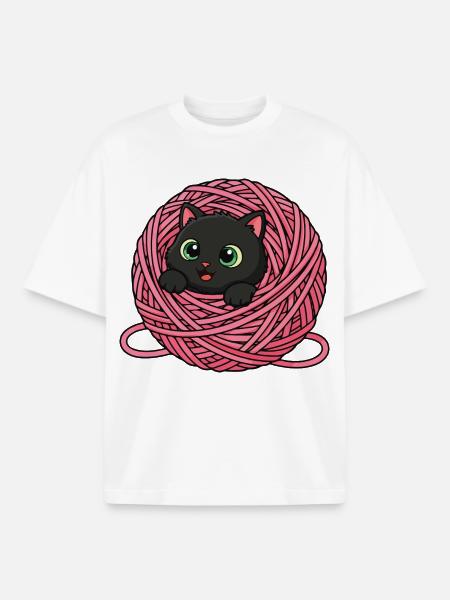 Wollknäuel Kätzchenkätzchenknäuel Garn - Boxy Heavyweight Unisex Organic T-Shirt von Stanley/Stella - Weiß