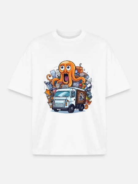 Oktopus im Müllwagen - Boxy Heavyweight Unisex Organic T-Shirt von Stanley/Stella - Weiß