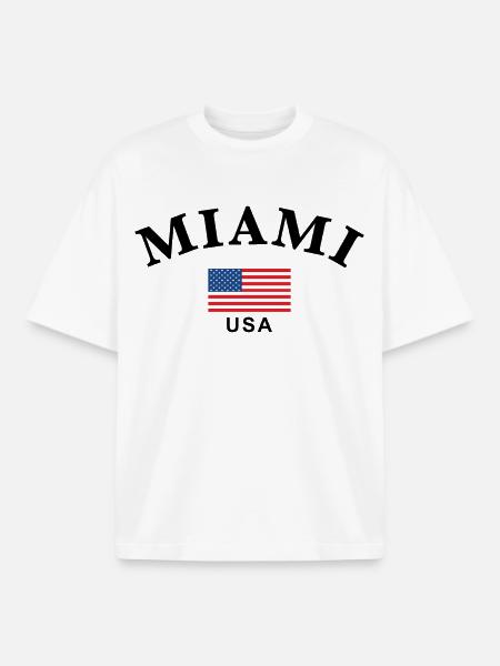 Miami, USA - Boxy Heavyweight Unisex Organic T-Shirt by Stanley/Stella - white