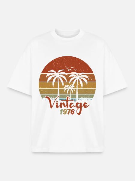 1976 50th Birthday - Boxy Heavyweight Unisex Organic T-Shirt by Stanley/Stella - white