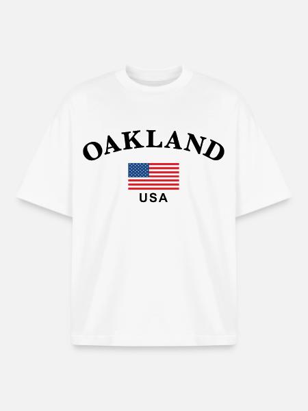 Oakland, USA - Boxy Heavyweight Unisex Organic T-Shirt by Stanley/Stella - white