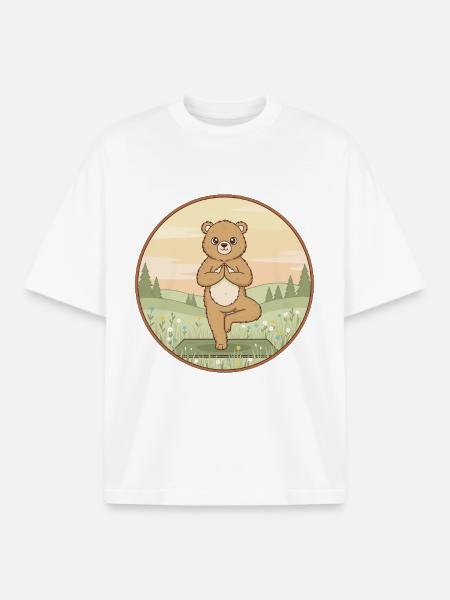 Yoga-Bären-Tier macht Baumposen-Kunst - Boxy Heavyweight Unisex Organic T-Shirt von Stanley/Stella - Weiß