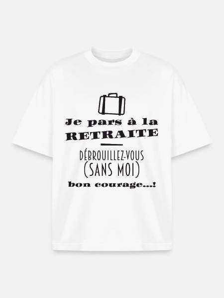 Bientôt la Retraite (texte noir) - T-shirt unisexe boxy épais biologique Stanley/Stella - blanc