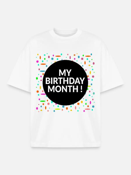 Mon mois d’anniversaire - T-shirt unisexe boxy épais biologique Stanley/Stella - blanc
