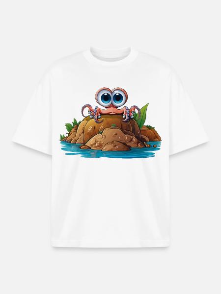 Kieselkrabbe mit Kulleraugen - Boxy Heavyweight Unisex Organic T-Shirt von Stanley/Stella - Weiß