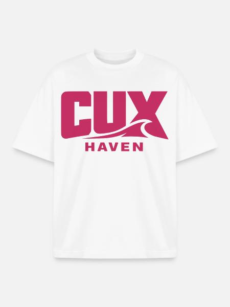 Cuxhaven Wave Logo Pink - CUX haven - Boxy Heavyweight Unisex Organic T-Shirt by Stanley/Stella - white