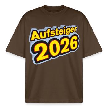 Promu Promotion 2026 - T-shirt unisexe boxy épais biologique Stanley/Stella - marron foncé - Devant - AI Model Male 185 light (185cm) & AI Model Female 172 dark (172cm)