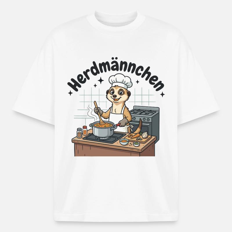 Herdmännchen Koch Erdmännchen am Herd  - Boxy Heavyweight Unisex Organic T-Shirt von Stanley/Stella - Weiß