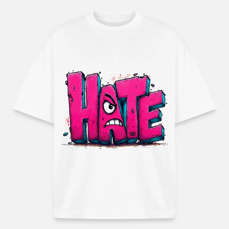Hate Graffiti - Heavyweight Boxy Unisex T-Shirt by Stanley/Stella - white