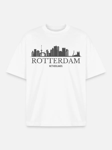 Rotterdam Netherlands, Rotterdam skyline - Boxy Heavyweight Unisex Organic T-Shirt by Stanley/Stella - white