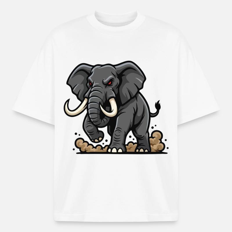 Wild Elephant Charge Maskottchen Elefanten Power - Boxy Heavyweight Unisex Organic T-Shirt von Stanley/Stella - Weiß