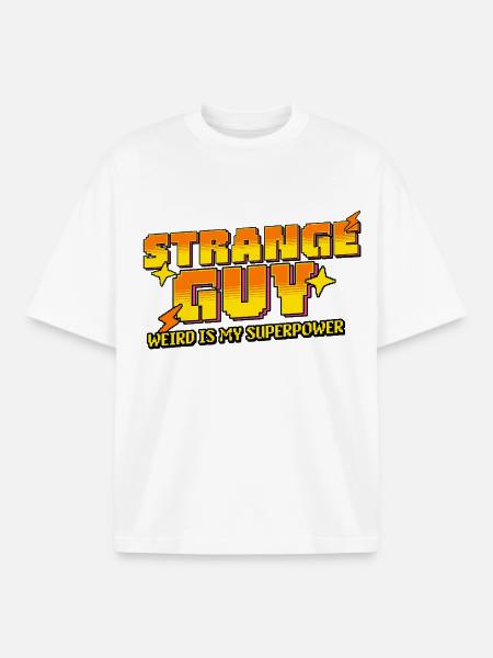 Strange Guy – Weird is my Superpower - Boxy Heavyweight Unisex Organic T-Shirt by Stanley/Stella - white