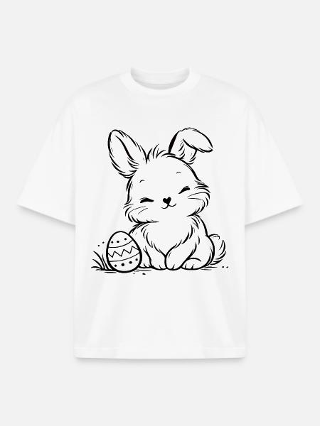 Easter bunny with Easter egg - Boxy Heavyweight Unisex Organic T-Shirt by Stanley/Stella - white