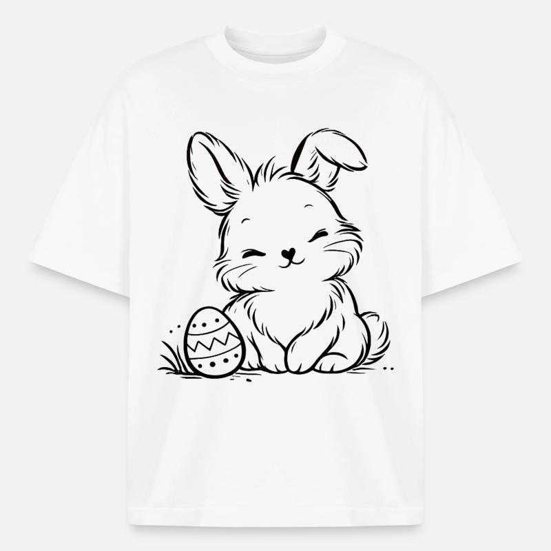 Easter bunny with Easter egg - Heavyweight Boxy Unisex T-Shirt by Stanley/Stella - white