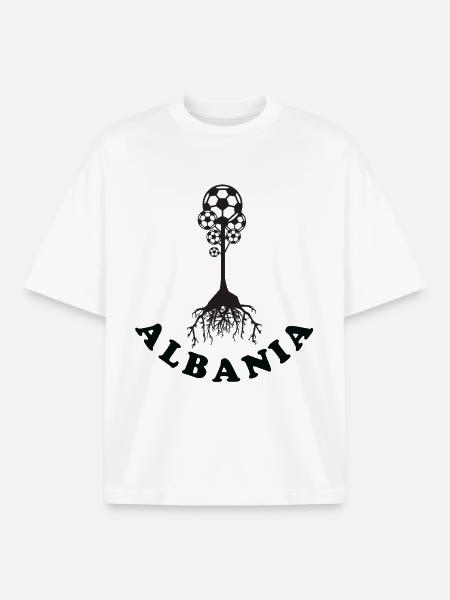 Albania Football - Boxy Heavyweight Unisex Organic T-Shirt by Stanley/Stella - white