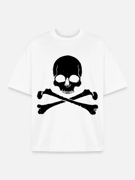 Skull Crossbones Pirate Rocker Look - Boxy Heavyweight Unisex Organic T-Shirt by Stanley/Stella - white