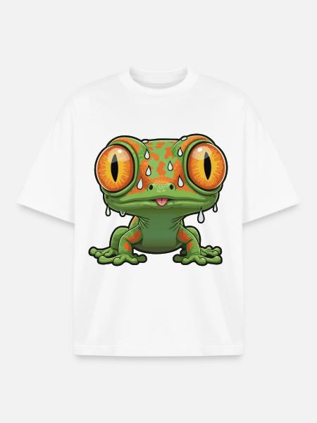 Stressed Lizard Panic Bulging Eyes Mascot - Boxy Heavyweight Unisex Organic T-Shirt by Stanley/Stella - white