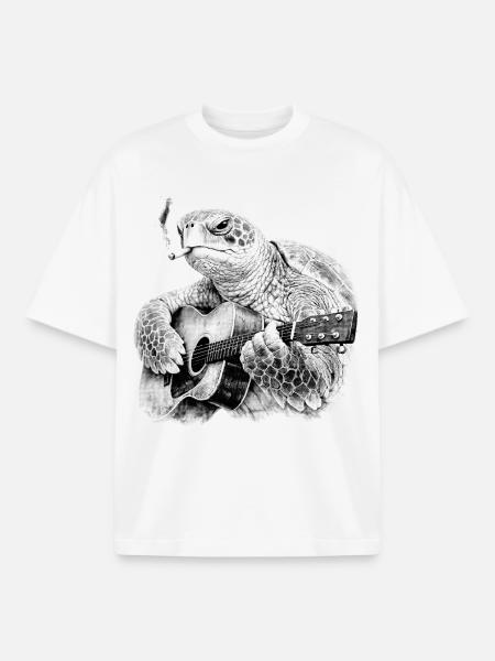 Turtle Blues Guitarist - Boxy Heavyweight Unisex Organic T-Shirt by Stanley/Stella - white