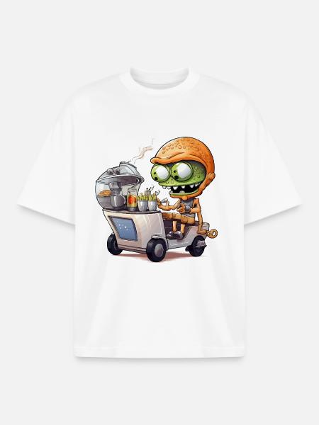 Alien Snack Trucker - Boxy Heavyweight Unisex Organic T-Shirt by Stanley/Stella - white