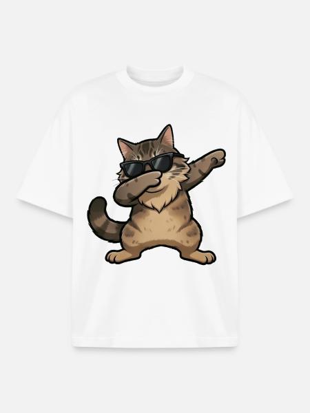 Dabbing Norwegische Waldkatze - Boxy Heavyweight Unisex Organic T-Shirt von Stanley/Stella - Weiß