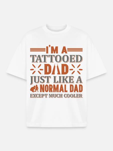 Tattooed Dad Cool Father Shirt - Boxy Heavyweight Unisex Organic T-Shirt by Stanley/Stella - white