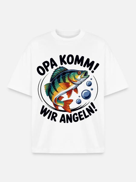 Opa kommt, wir angeln! - Boxy Heavyweight Unisex Organic T-Shirt von Stanley/Stella - Weiß