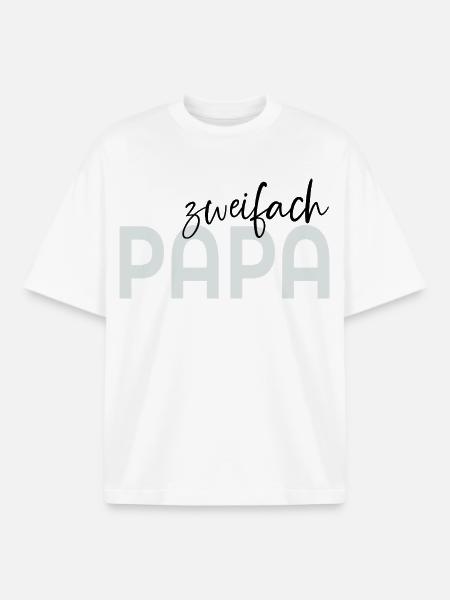 Baby Zweifach Papa - Boxy Heavyweight Unisex Organic T-Shirt von Stanley/Stella - Weiß