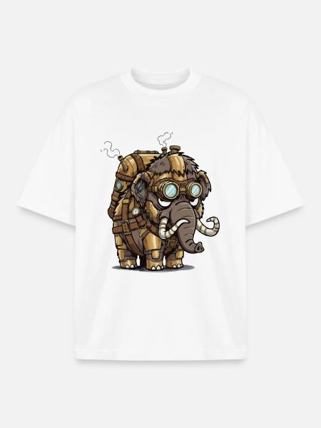 Mammoth Steampunk gepanzerter Dampfkessel - Boxy Heavyweight Unisex Organic T-Shirt von Stanley/Stella - Weiß