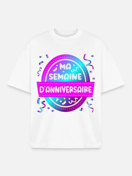 Ma semaine d’anniversaire - T-shirt unisexe boxy épais biologique Stanley/Stella - blanc