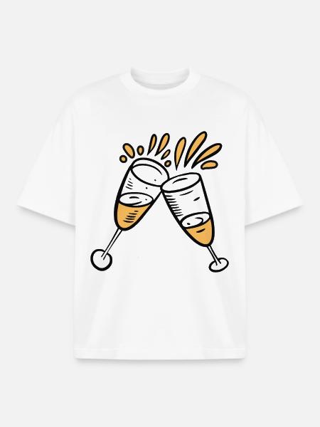 Anstoßen mit Sektgläsern für Feierlichkeiten - Boxy Heavyweight Unisex Organic T-Shirt by Stanley/Stella - white