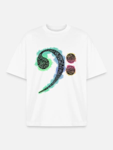 Clé basse Zentangle - T-shirt unisexe boxy épais biologique Stanley/Stella - blanc