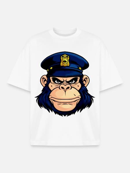 Monkey Police - Boxy Heavyweight Unisex Organic T-Shirt by Stanley/Stella - white