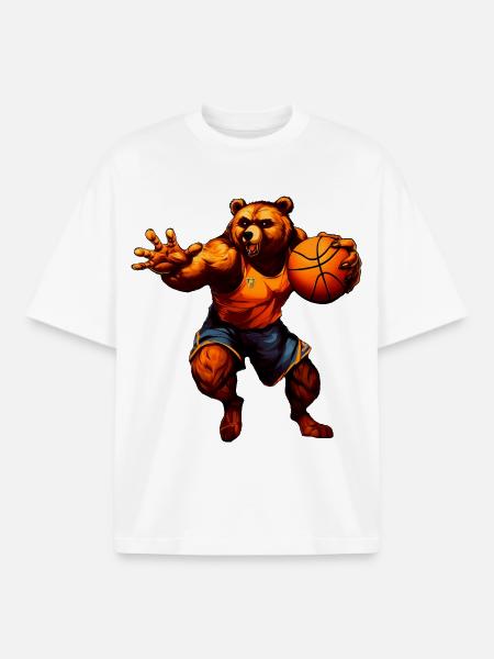 Bear Basketball Player - Boxy Heavyweight Unisex Organic T-Shirt by Stanley/Stella - white