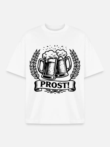 Cheers beer mugs laurel wreath - Boxy Heavyweight Unisex Organic T-Shirt by Stanley/Stella - white