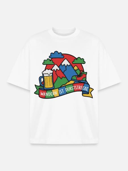 Wandern ist Durststrecke Berge Bier - Boxy Heavyweight Unisex Organic T-Shirt von Stanley/Stella - Weiß