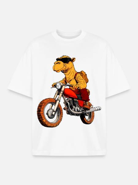 Kamel Motorradfahrer - Boxy Heavyweight Unisex Organic T-Shirt von Stanley/Stella - Weiß