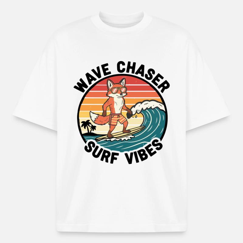 Fox Surfer Wave Chaser Surf-Vibes - Boxy Heavyweight Unisex Organic T-Shirt von Stanley/Stella - Weiß