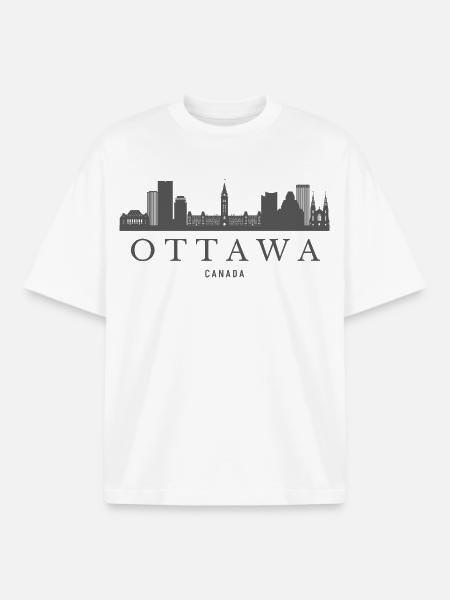 Ottawa-Skyline Kanada, Ottawa-Silhouette - Boxy Heavyweight Unisex Organic T-Shirt von Stanley/Stella - Weiß