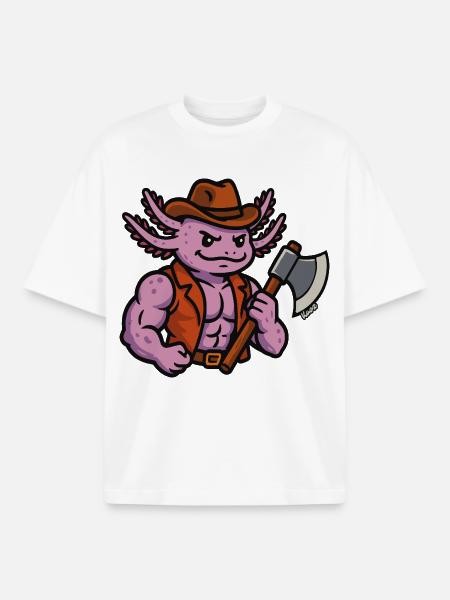 Goblinoid Aoxolotl Holzfäller-Krieger - Boxy Heavyweight Unisex Organic T-Shirt von Stanley/Stella - Weiß