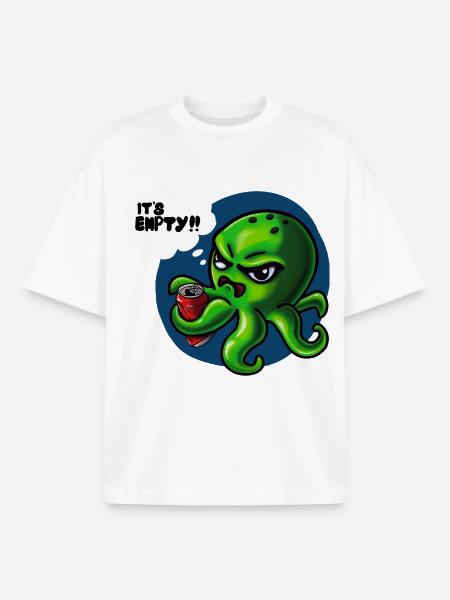 Grumpy Kraken - Boxy Heavyweight Unisex Organic T-Shirt by Stanley/Stella - white