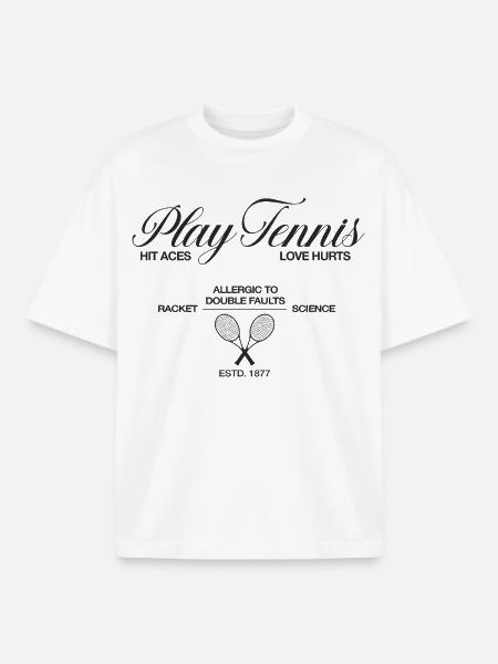 Play Tennis hit aces - Boxy Heavyweight Unisex Organic T-Shirt by Stanley/Stella - white