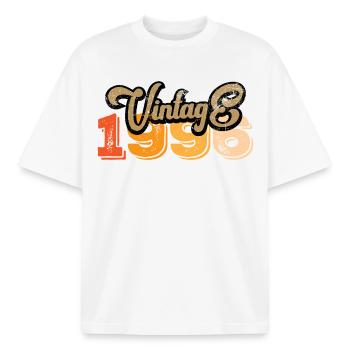 Vintage 1996 - Boxy Heavyweight Unisex Organic T-Shirt von Stanley/Stella - Weiß - Vorne - AI Model Male 185 light (185cm) & AI Model Female 172 dark (172cm)