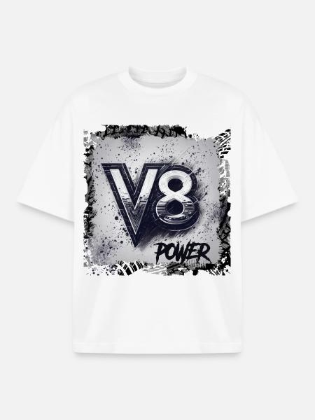 V8 power - Boxy Heavyweight Unisex Organic T-Shirt by Stanley/Stella - white