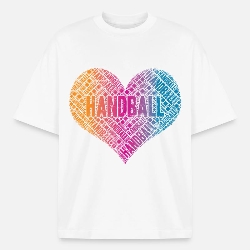 Håndbold hjerte - Stanley/Stella unisex boxy heavyweight T-shirt økologisk - hvid