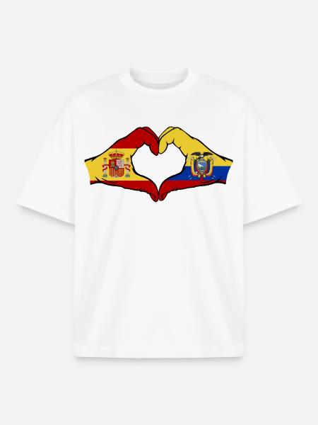 Spanien Ecuador Flagge Herz - Boxy Heavyweight Unisex Organic T-Shirt von Stanley/Stella - Weiß
