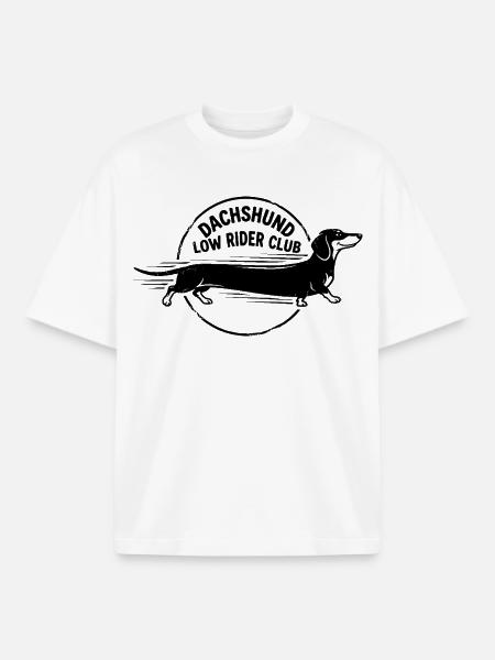 Dachshund Long Dog Club Design - Boxy Heavyweight Unisex Organic T-Shirt by Stanley/Stella - white