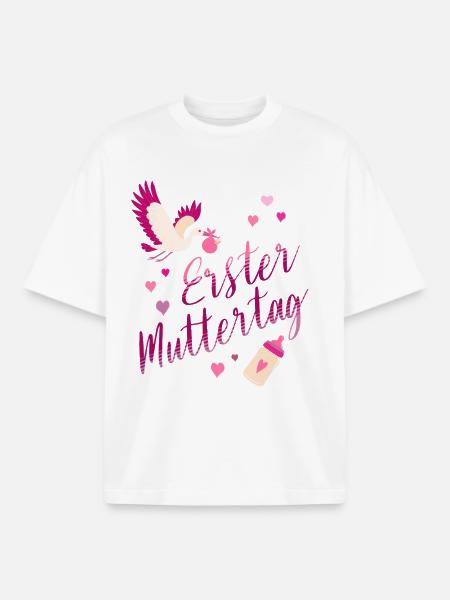 First Mother's Day - Boxy Heavyweight Unisex Organic T-Shirt by Stanley/Stella - white