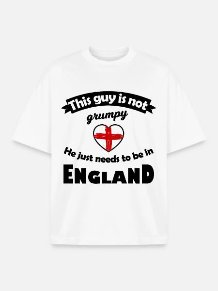 Red England Heart - Boxy Heavyweight Unisex Organic T-Shirt by Stanley/Stella - white