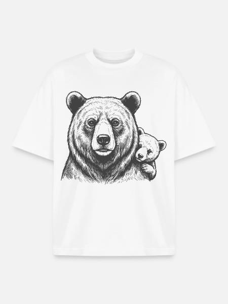Bears Dad and Baby - Boxy Heavyweight Unisex Organic T-Shirt by Stanley/Stella - white