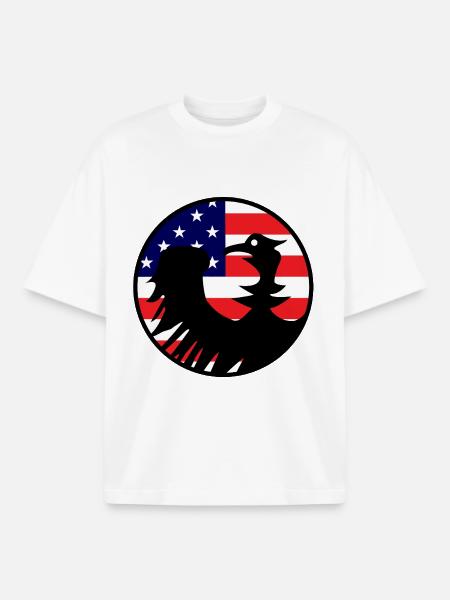 Eagle Flag USA Silhouette - Boxy Heavyweight Unisex Organic T-Shirt by Stanley/Stella - white
